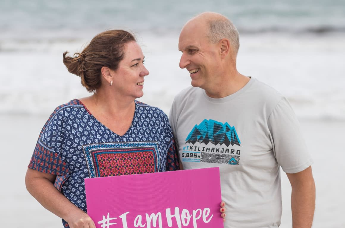 Leukaemia Awareness Campaign - Behind The Scenes - Photo of Cancer Patient and Their Partner Smiling at Each Other Saying "Thank You"
