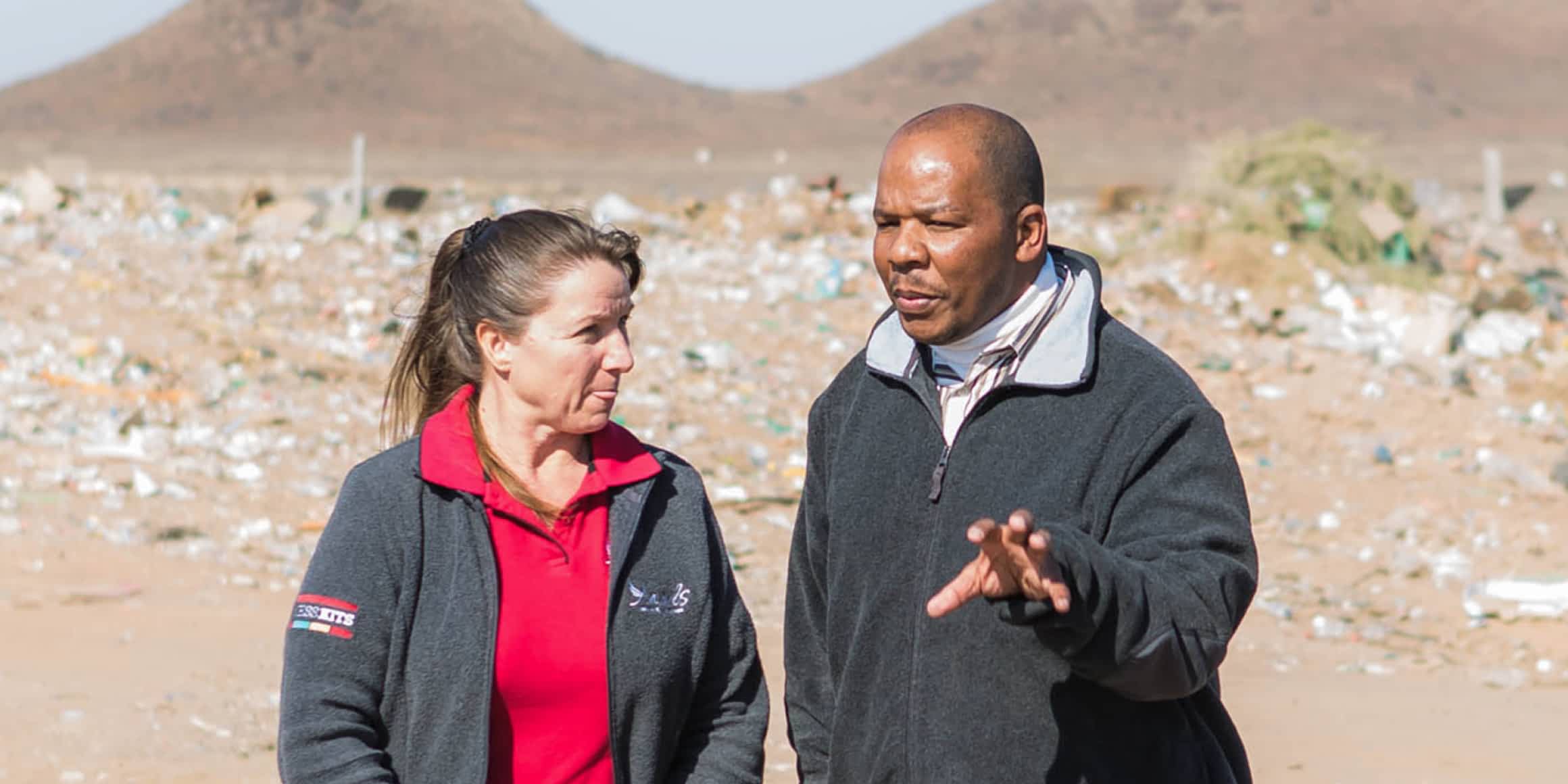 Photo of Angels Resource Centres and the Solar Capital Team Discussing the Litter Problem in De Aar